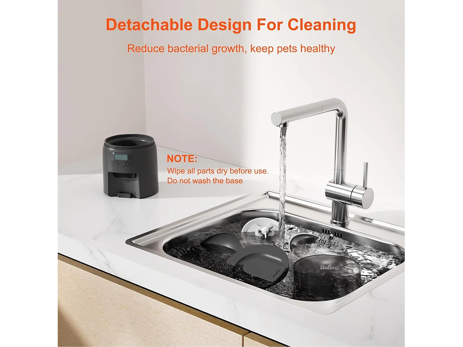 Balimo Dick 3L Distributeur Croquettes Chat Automatique,Minuterie Programmable/Fonction Enregistrement,avec Bol en Inox,Jusqu'à 6 Repas/Jour (Noir)