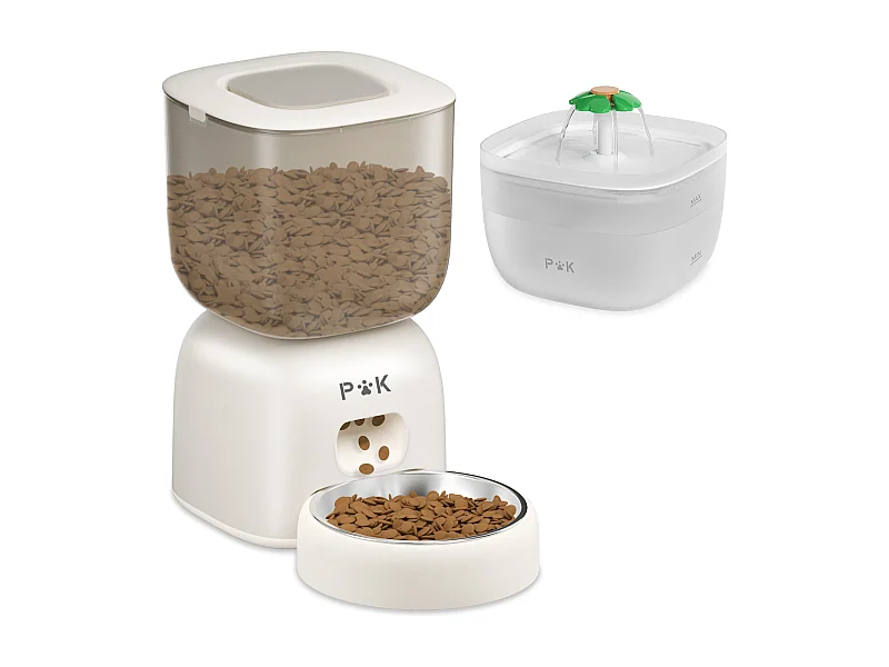 Automatischer Futter- und Wasserspender für Katzen und Hunde, 3 l – Automatischer Futterspender für Katzen und Hunde, kann 4 Mahlzeiten pro Tag verabreichen