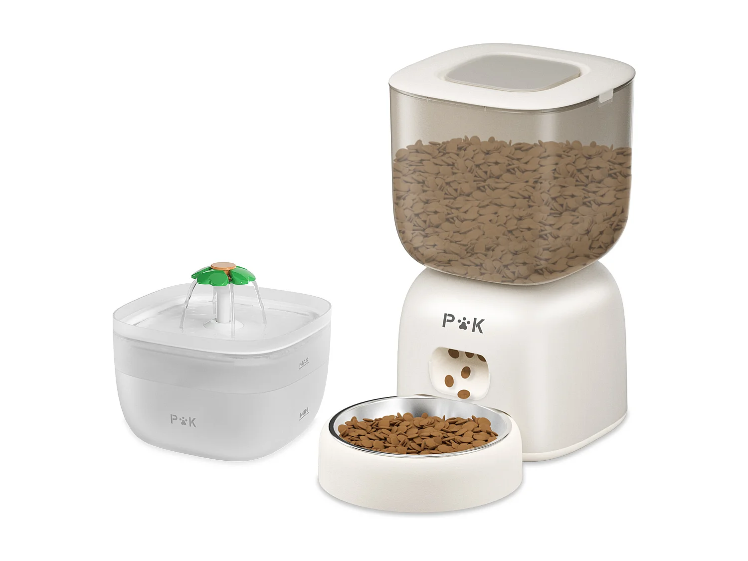 Automatischer Futter- und Wasserspender für Katzen und Hunde, 3 l – Automatischer Futterspender für Katzen und Hunde, kann 4 Mahlzeiten pro Tag verabreichen