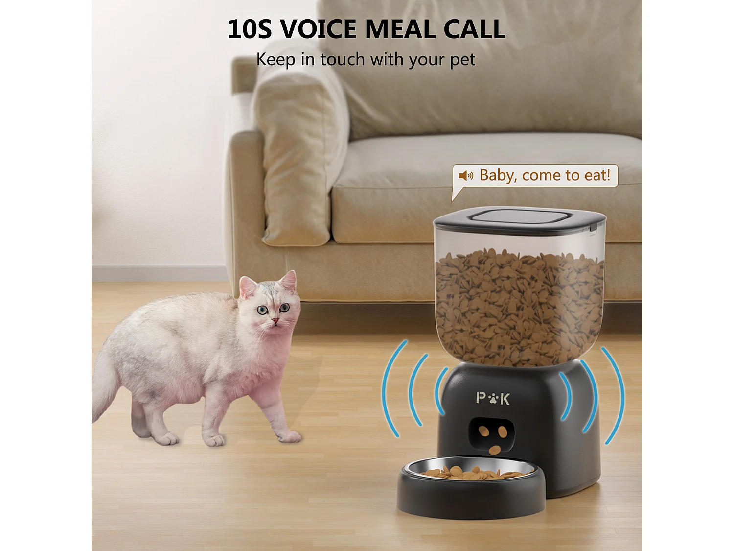 PUPPYKITTY Dispensador Automático de Comida para Gatos WiFi 3L, Dispensador de Comida WiFi para Perros y Gatos, 1-10 Comidas al Día, Negro