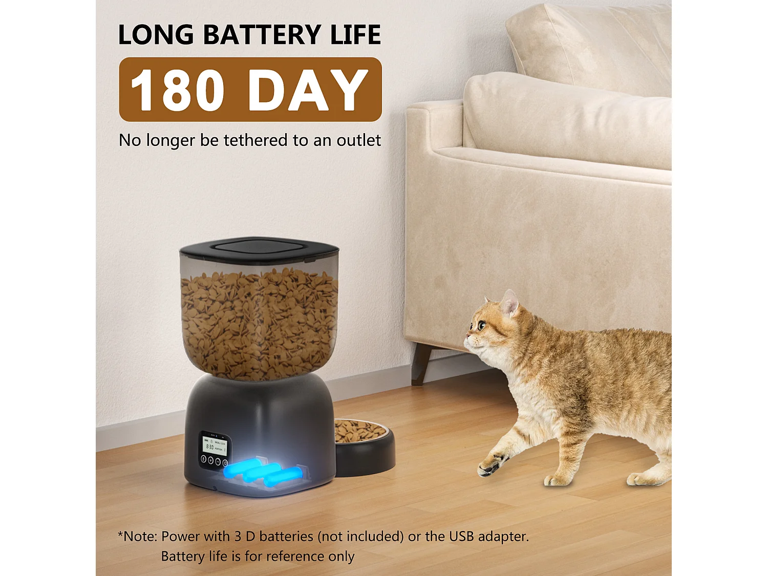 3L Distributeur Croquettes Chat Automatique Noir Mangeoire Automatique pour Chat, Peut Nourrir 4 Repas par Jour