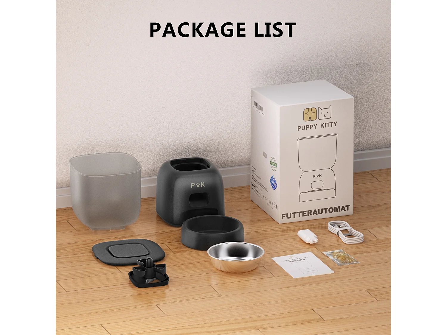 3L Distributeur Croquettes Chat Automatique Noir Mangeoire Automatique pour Chat, Peut Nourrir 4 Repas par Jour