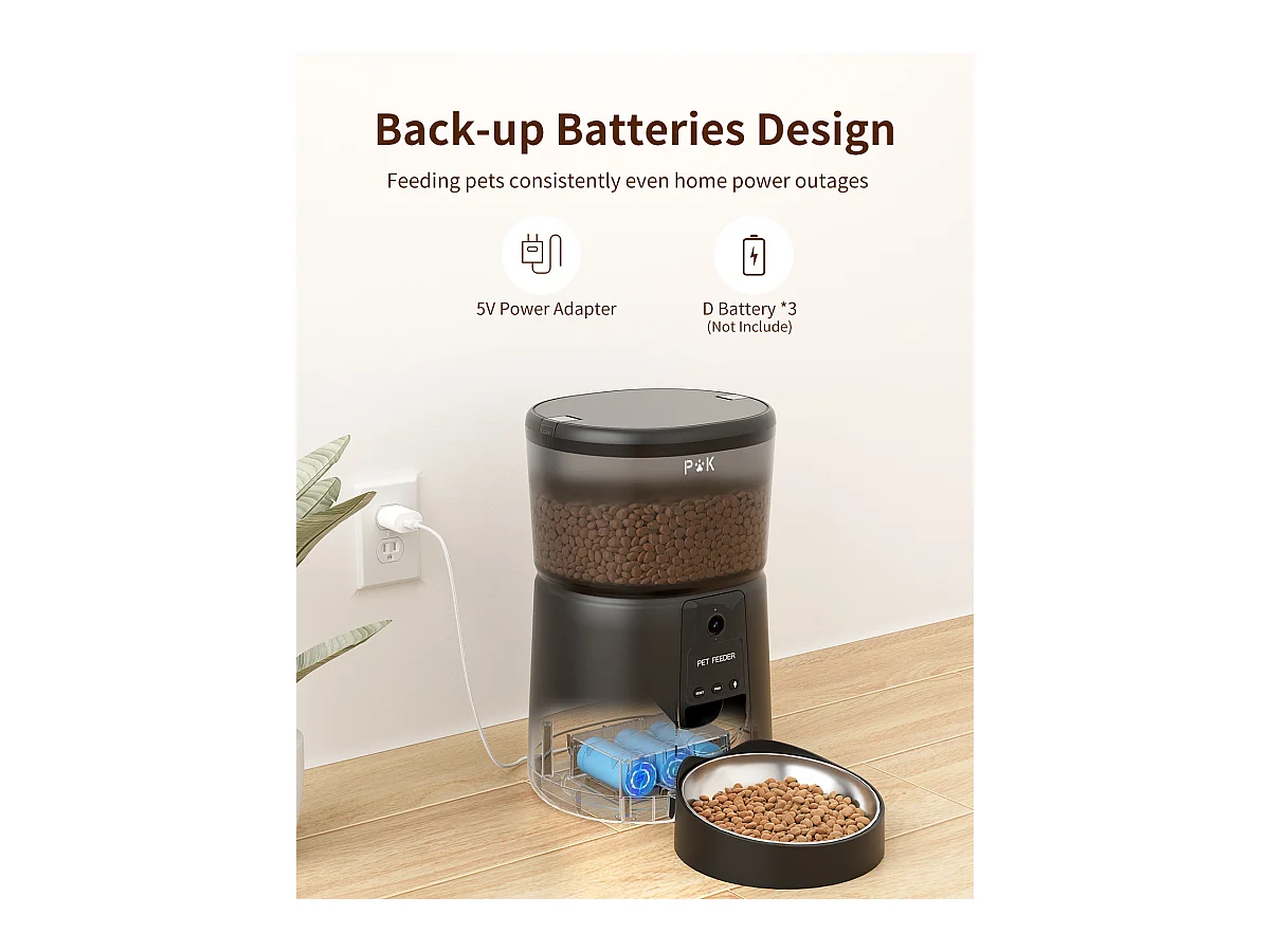 Automatischer Katzenfutterspender, 4 l automatischer Katzenfutterspender mit 1080P 2,4G WiFi-Kamera, Sprachaufzeichnung (schwarz)