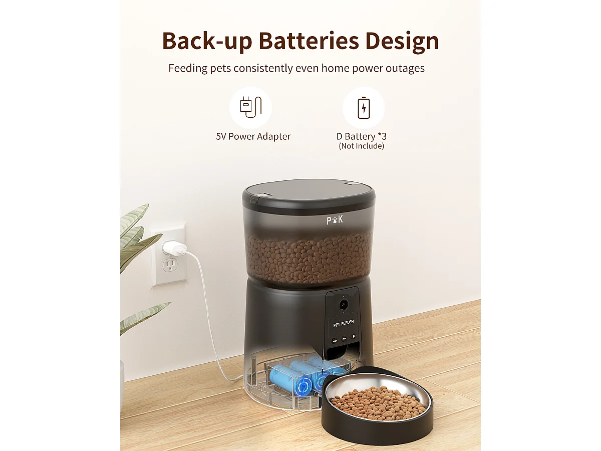 Distributeur Croquettes Chat Automatique, 4L Mangeoire Automatique pour Chat avec Caméra 1080P 2,4 G WiFi Enregistrement Vocal (Noir)