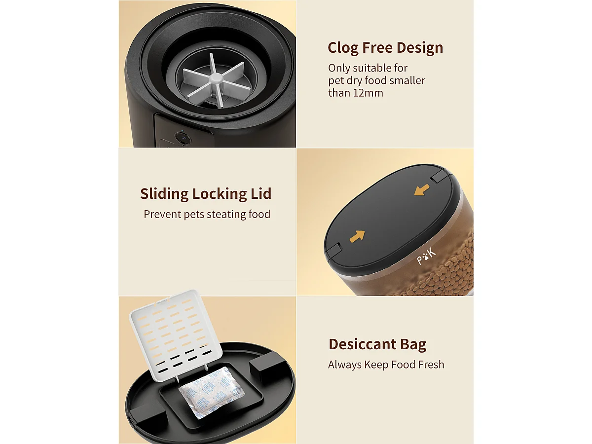 Distributeur Croquettes Chat Automatique, 4L Mangeoire Automatique pour Chat avec Caméra 1080P 2,4 G WiFi Enregistrement Vocal (Noir)