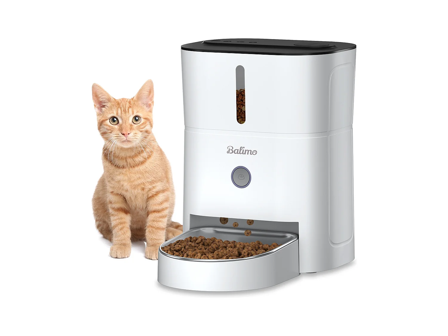 3L katten- en hondenvoerautomaat, wit, automatische voerautomaat met roestvrijstalen bak, 6 maaltijden per dag