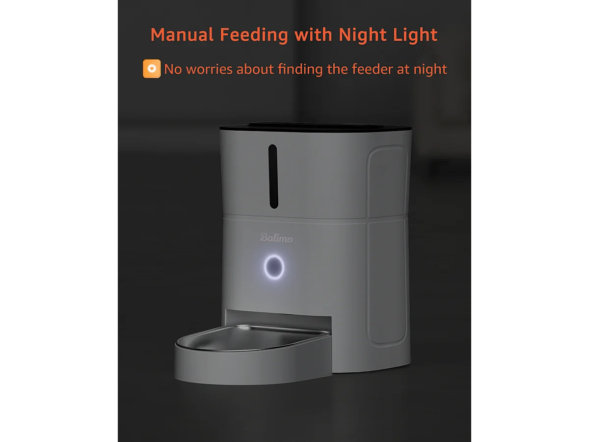 Dispensador de Comida Seca 3L para Perros y Gatos Dispensador Automático de Comida Blanco con Bol de Acero Inoxidable 6 Comidas al Día