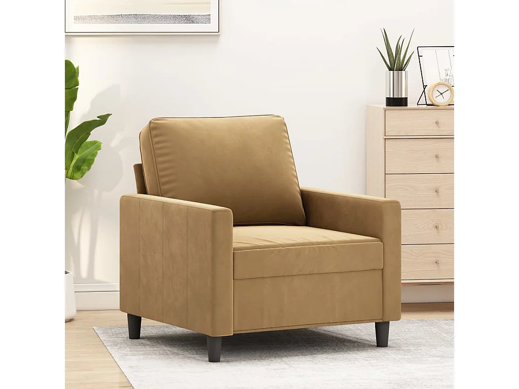 Fauteuil Marron 60 cm Velours
