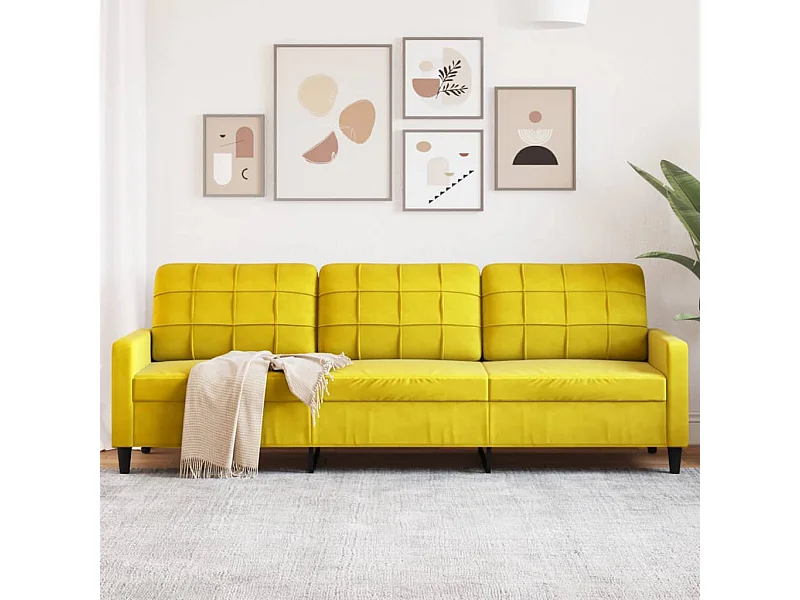 Canapé à 3 places Jaune 210 cm Velours
