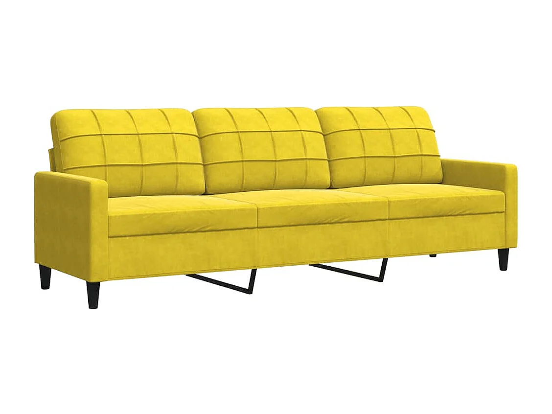 Divano a 3 Posti Giallo 210 cm in Velluto