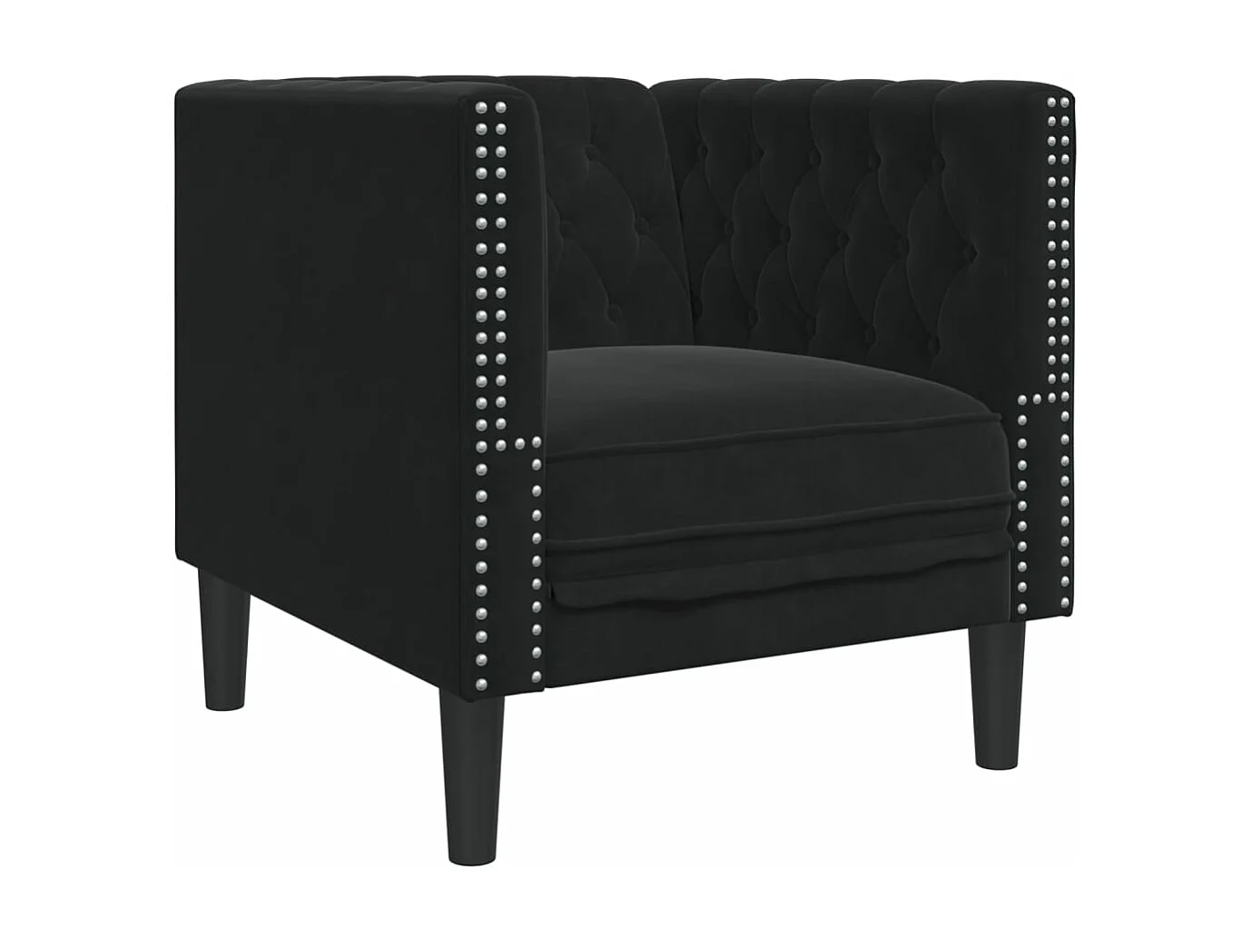 Fauteuil Chesterfield noir velours