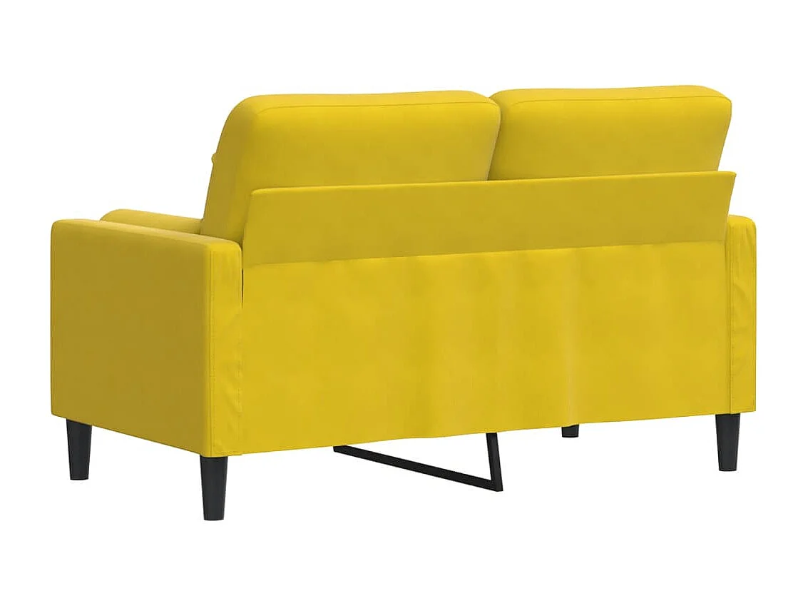 Canapé 2 places avec oreillers décoratifs jaune 120 cm velours