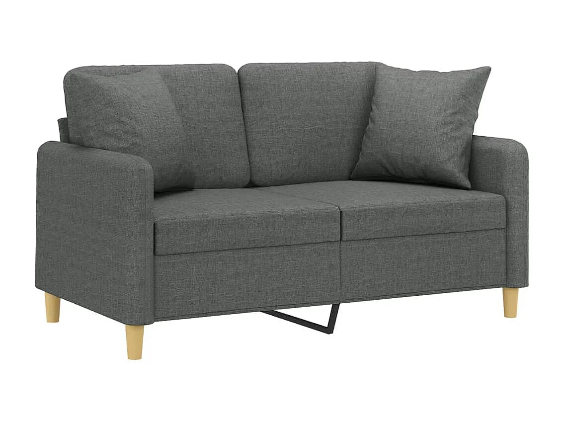 Canapé 2 places avec oreillers gris foncé 120 cm tissu