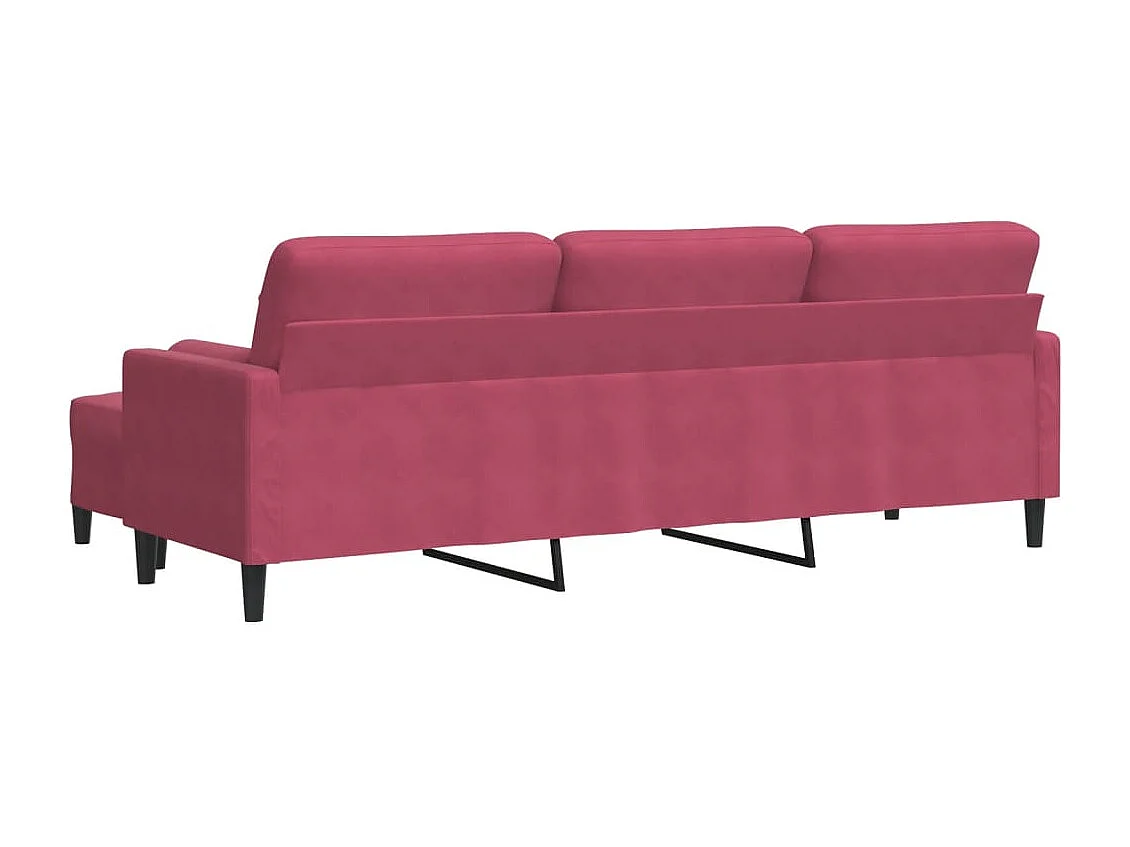 Canapé à 3 places et repose-pieds Rouge bordeaux 210 cm Velours