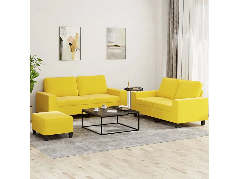 Ensemble de canapés 3 pcs jaune clair tissu
