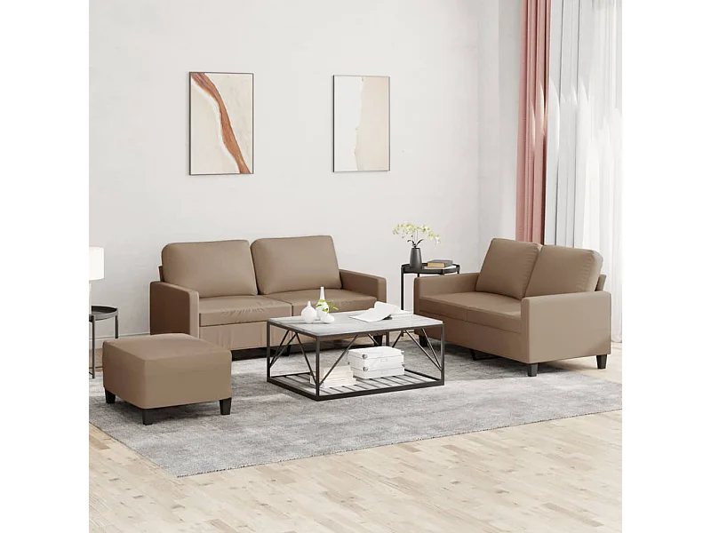 Ensemble de canapés 3 pcs avec coussins Cappuccino Similicuir