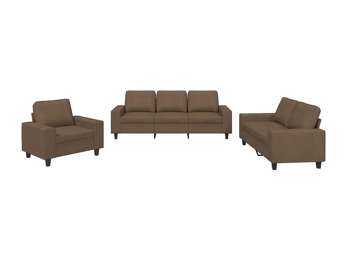 Set di Divani 3 pz Marrone in Tessuto