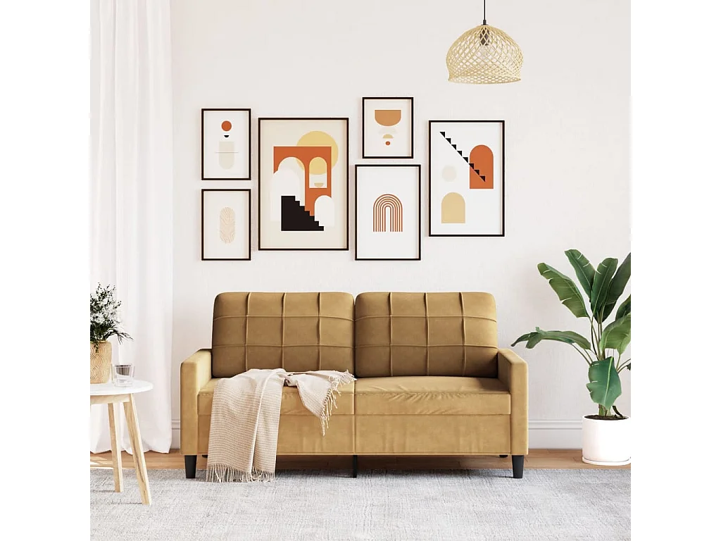 Sofá de 2 lugares veludo 140 cm castanho