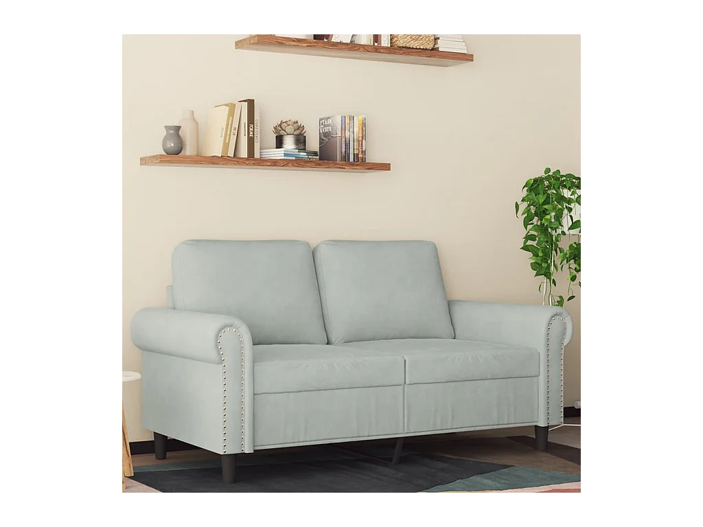 Divano a 2 Posti Grigio Chiaro 120 cm in Velluto