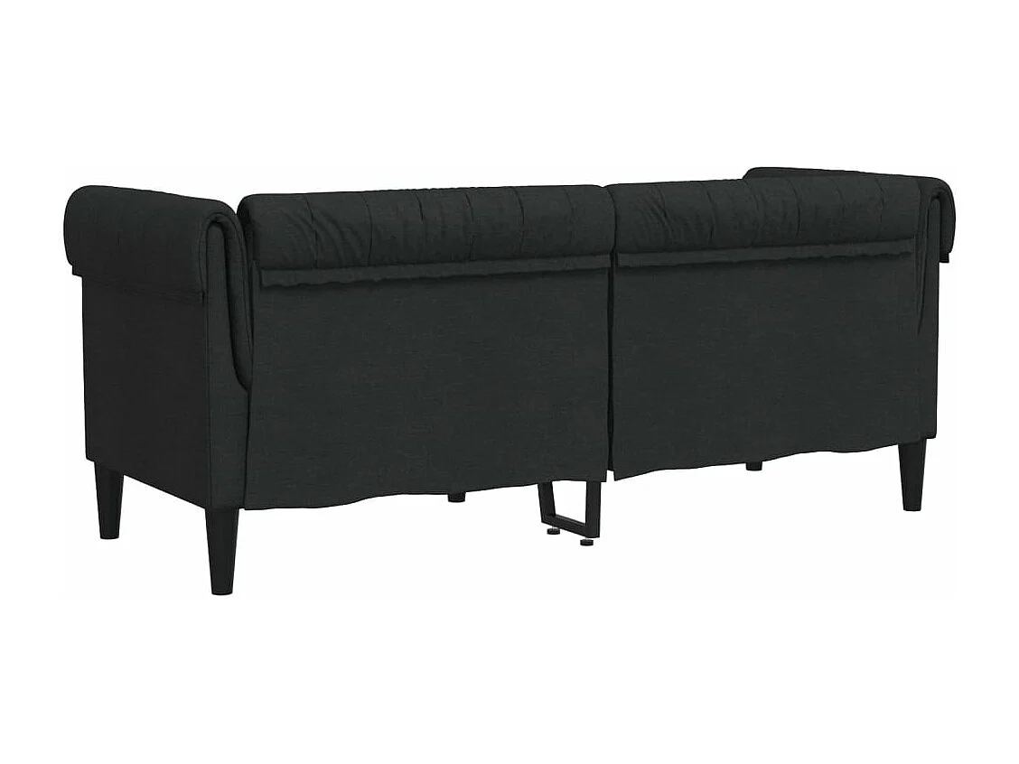 Canapé Chesterfield 2 places noir tissu