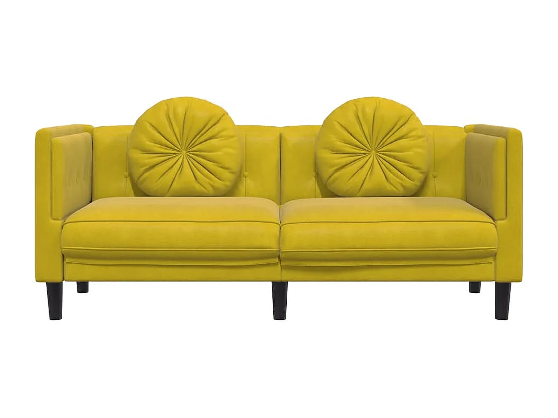 Sofa mit Kissen 2-Sitzer Gelb Samt