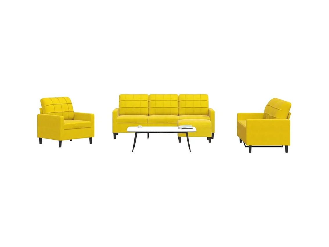 Ensemble de canapés 4 pcs avec coussins Jaune Velours