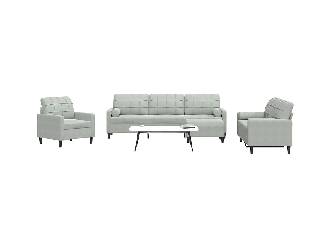 Ensemble de canapés 4 pcs et coussins et traversins velours