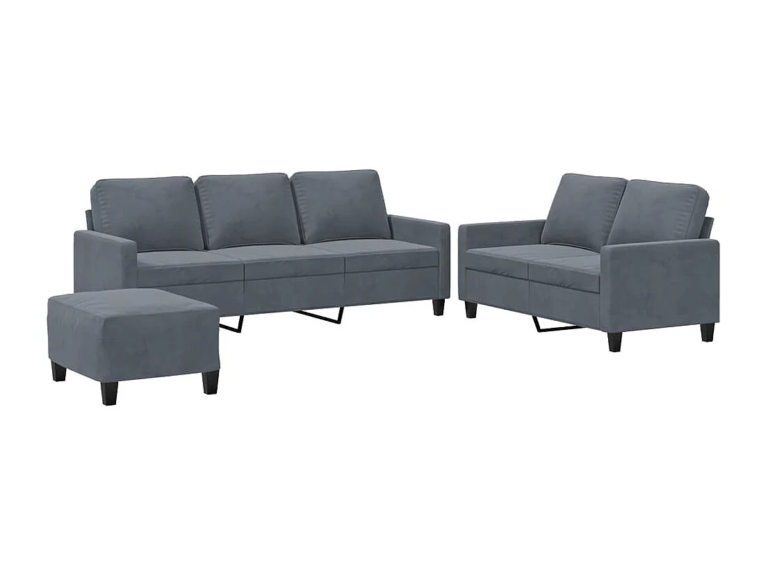 Ensemble de canapés 3 pcs avec coussins Gris foncé Velours