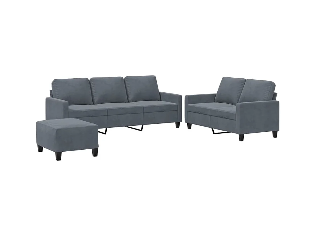 Ensemble de canapés 3 pcs avec coussins Gris foncé Velours