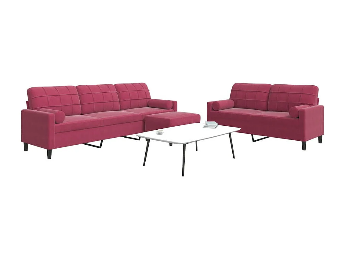Ensemble de canapés 3 pcs avec coussins et traversins velours
