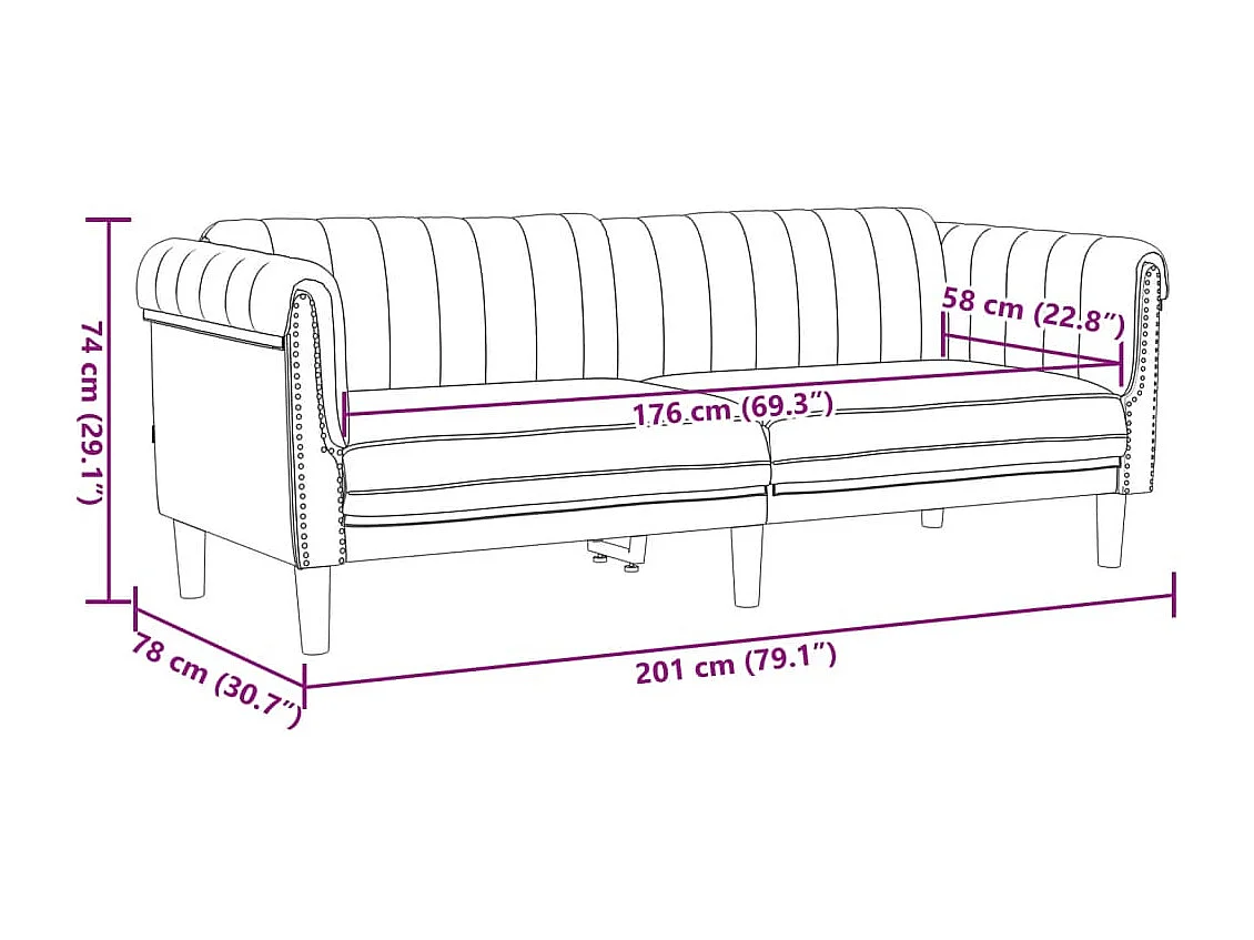 3-tlg. Sofagarnitur Braun Samt