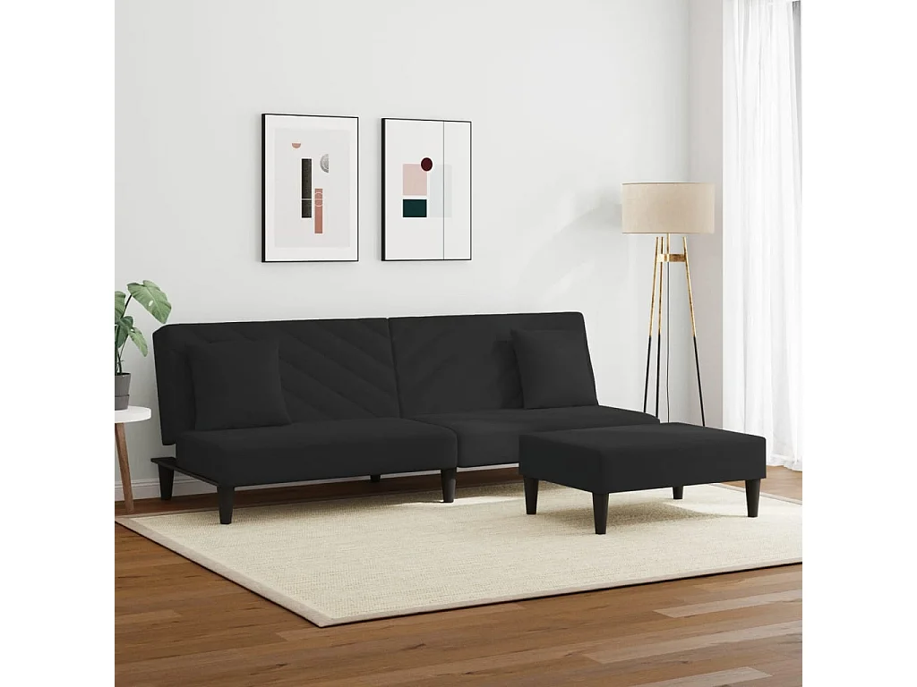 Ensemble de canapés 2 pcs avec coussins noir velours