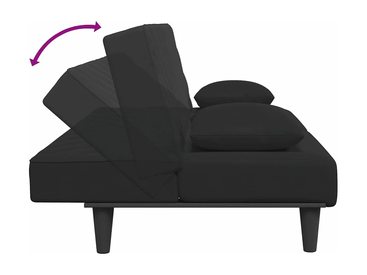 Ensemble de canapés 2 pcs avec coussins noir velours