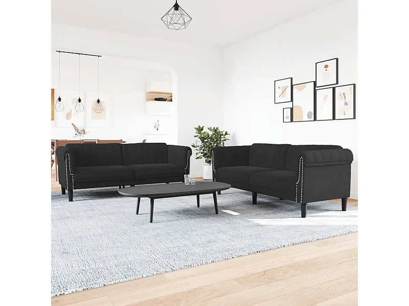 Set di Divani 2 pz Nero in Velluto