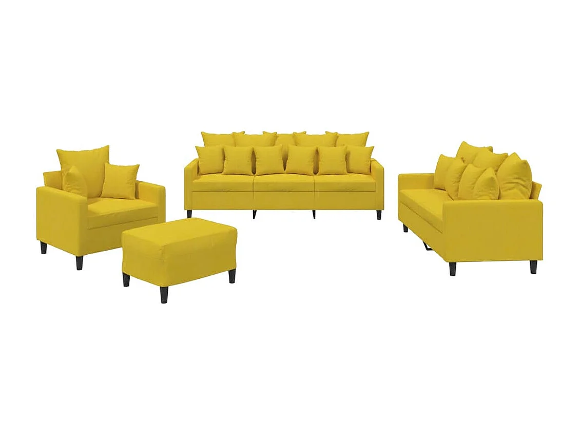 Set di Divani 4 pz con Cuscini giallo in Velluto