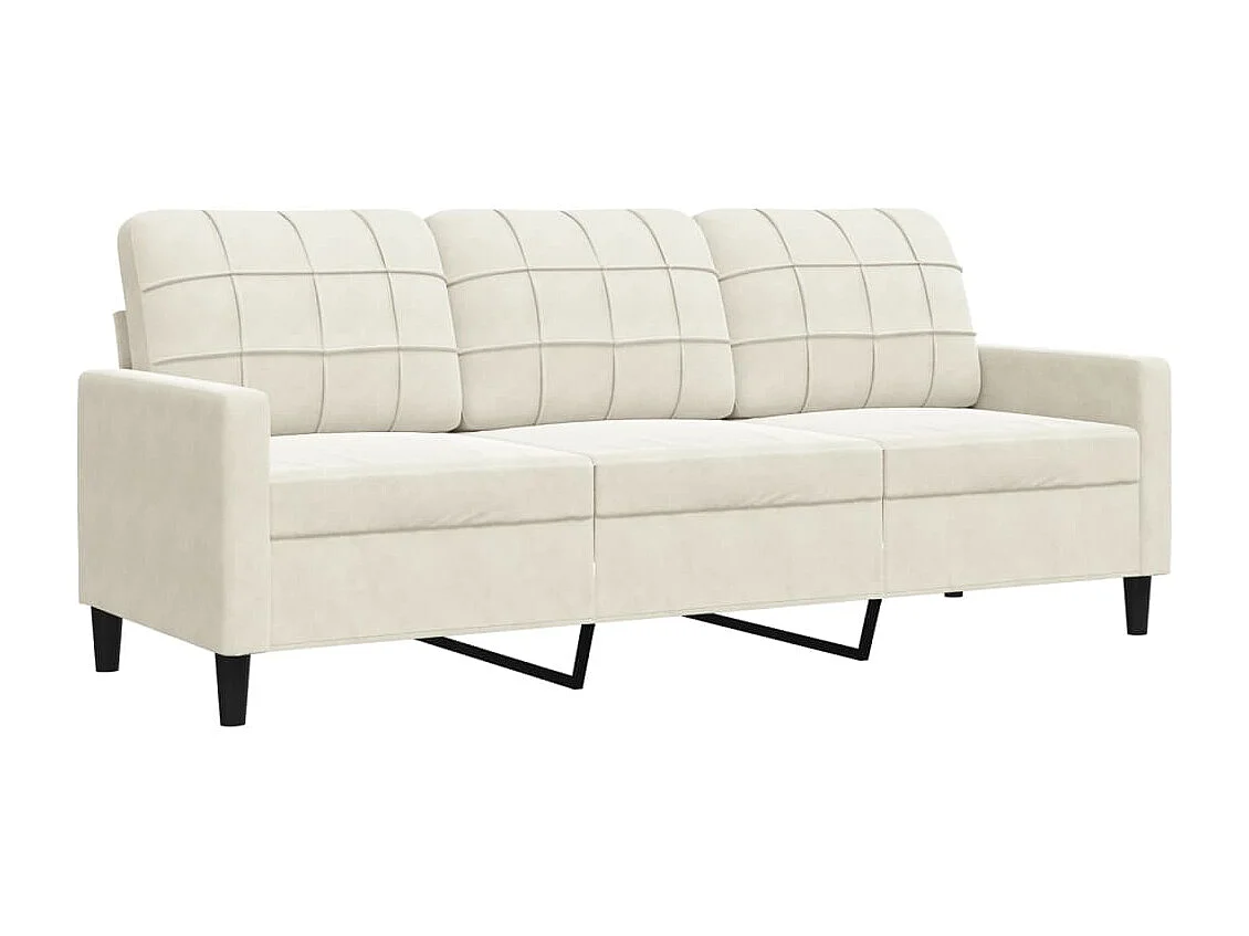 3-delige Loungeset met kussens fluweel crèmekleurig