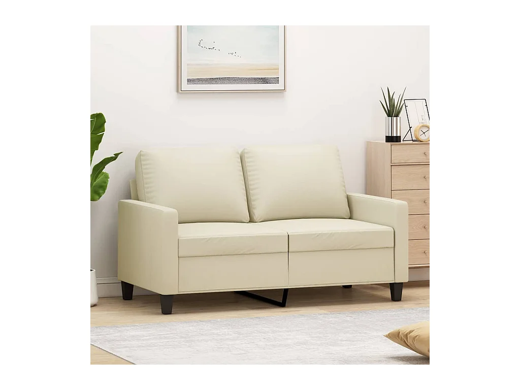 Divano a 2 Posti Crema 120 cm in Similpelle