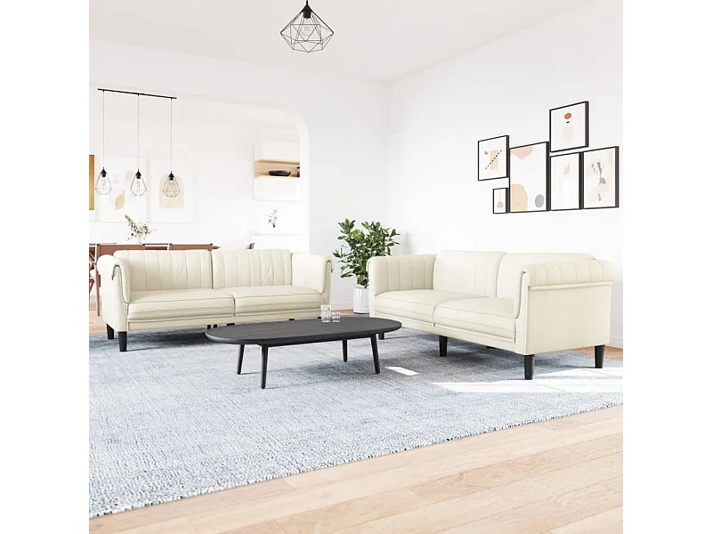 2-delige Loungeset fluweel crèmekleurig