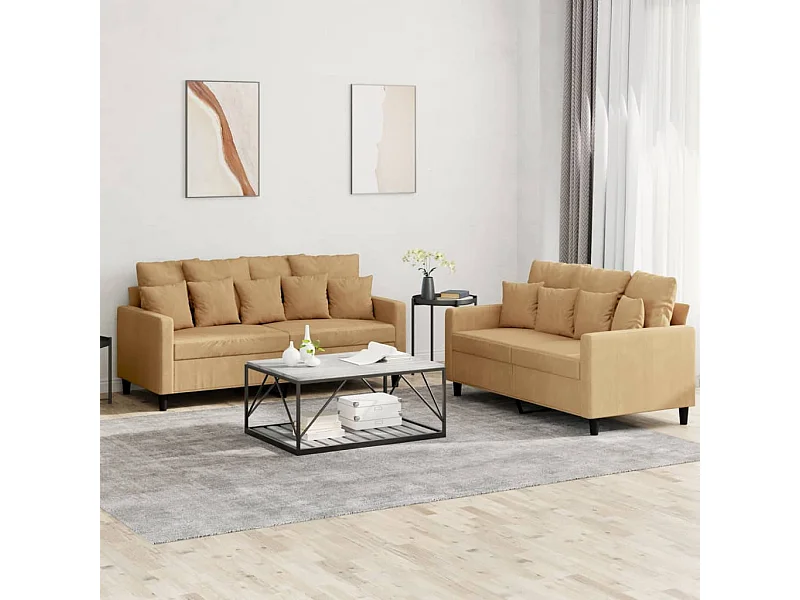 2-delige Loungeset met kussens fluweel bruin