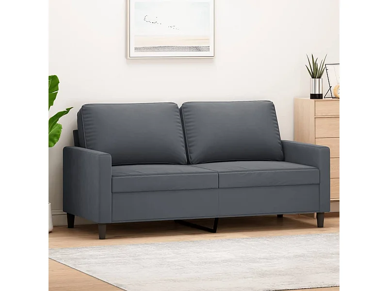 Divano a 2 Posti grigio scuro140 cm in Velluto