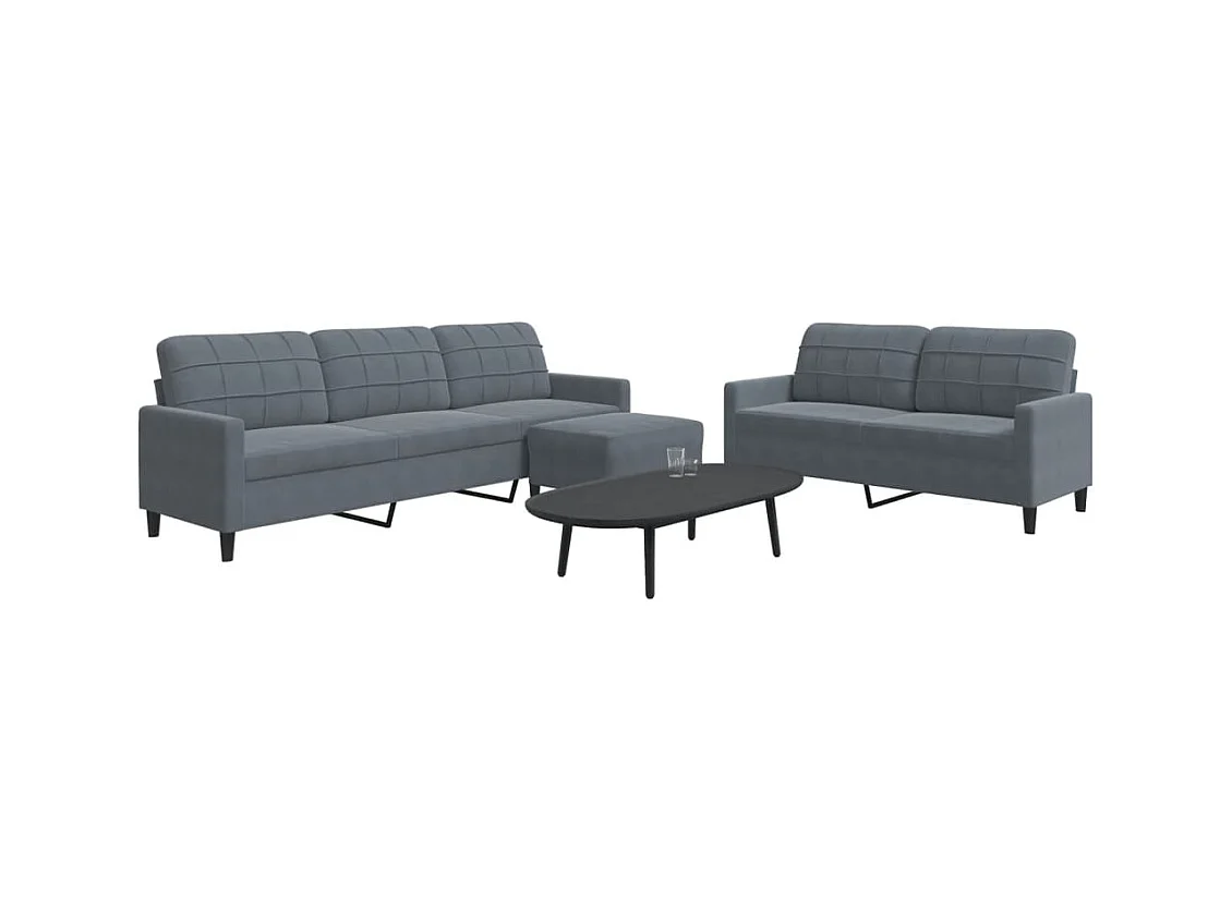 Ensemble de canapés 3 pcs avec coussins Gris foncé Velours