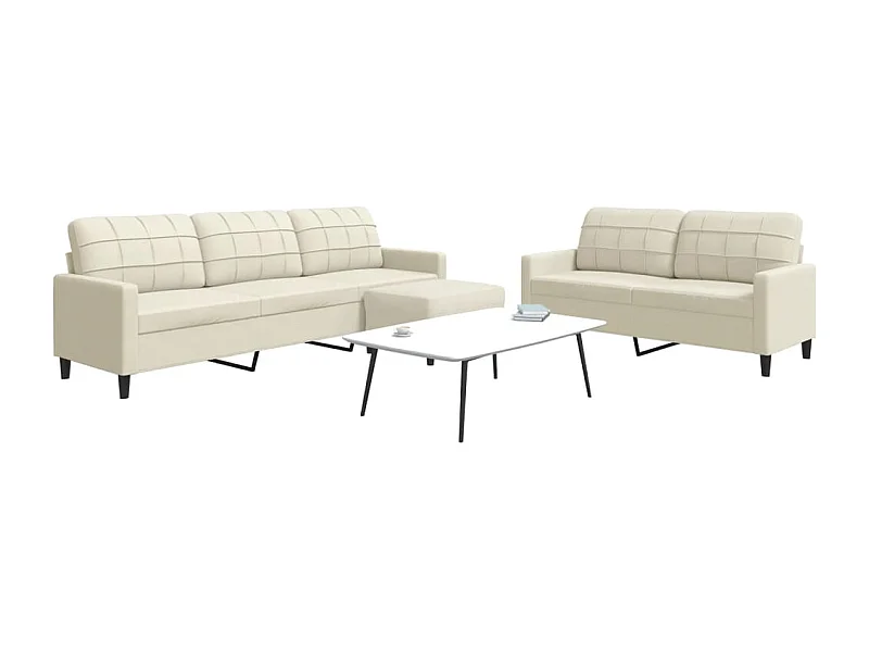 3-delige Loungeset met kussens fluweel crèmekleurig