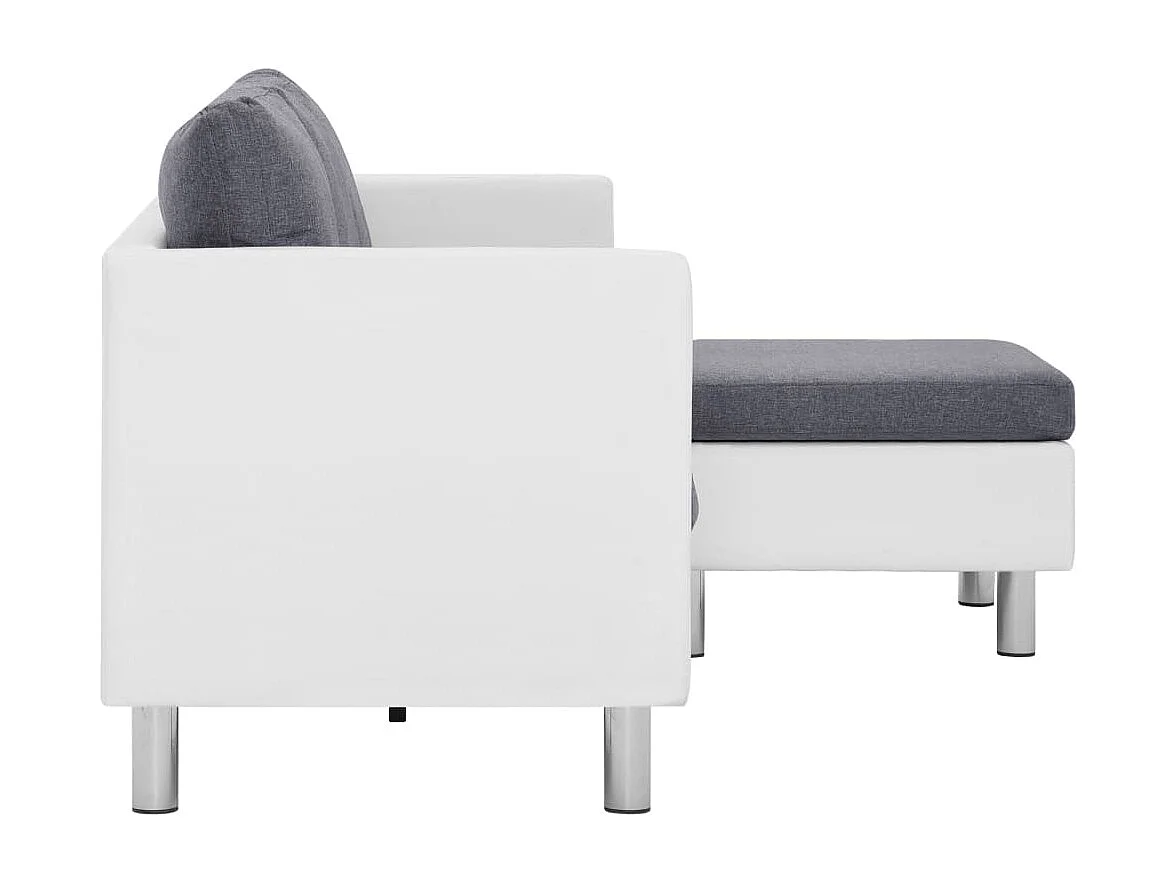 Canapé à 3 places avec coussins blanc similicuir