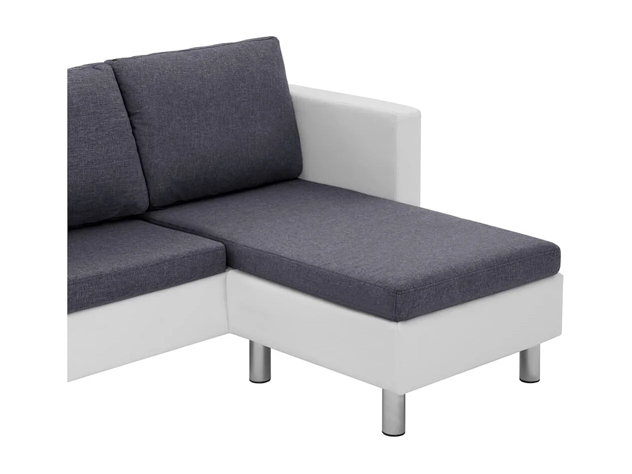 Canapé à 3 places avec coussins blanc similicuir