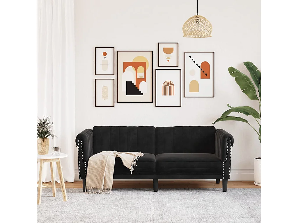 Canapé à 2 places noir velours