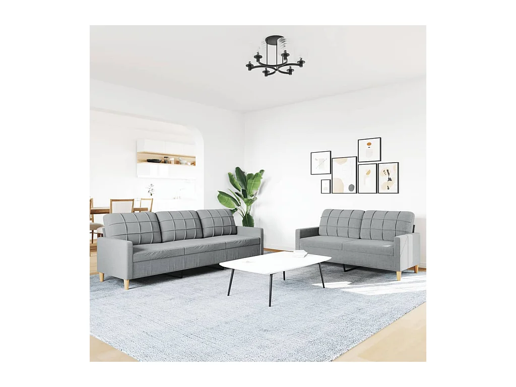 2-delige Loungeset stof lichtgrijs
