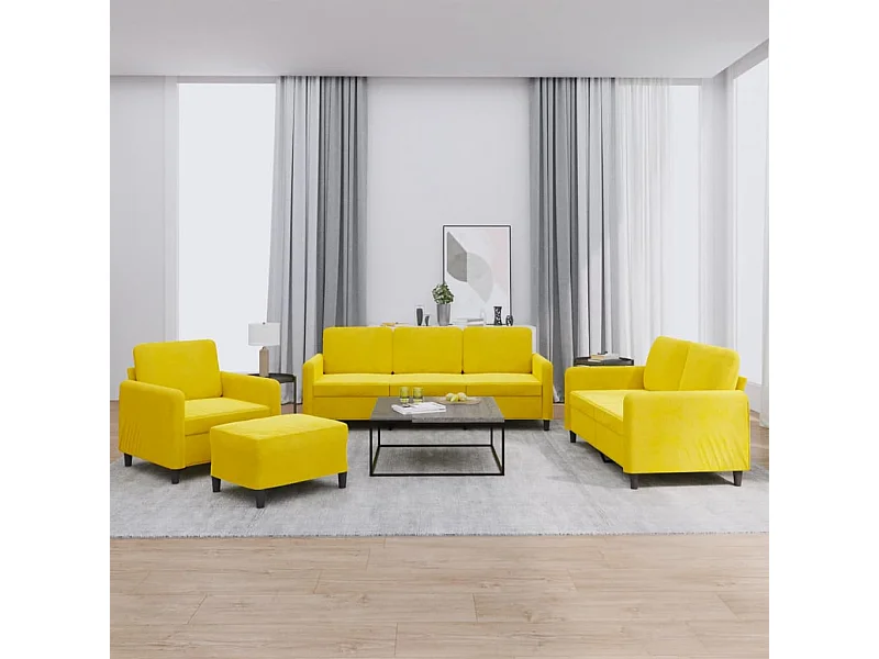 Juego de sofás 4 piezas terciopelo amarillo
