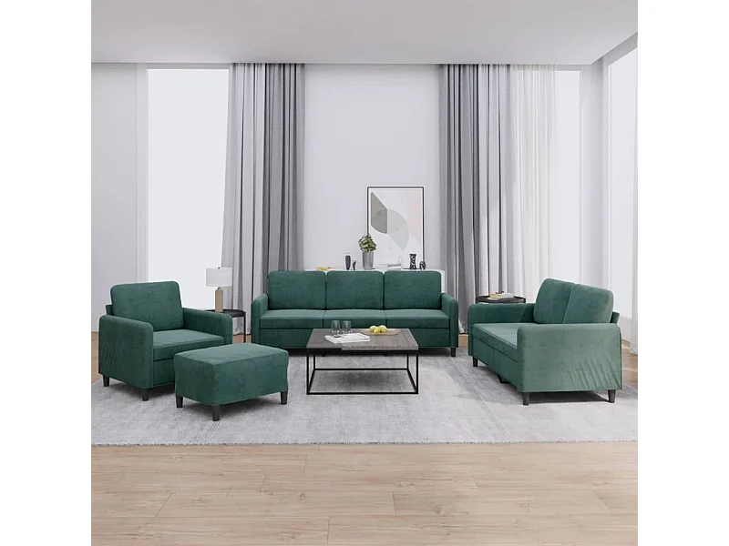 Ensemble de canapés 4 pcs vert foncé velours