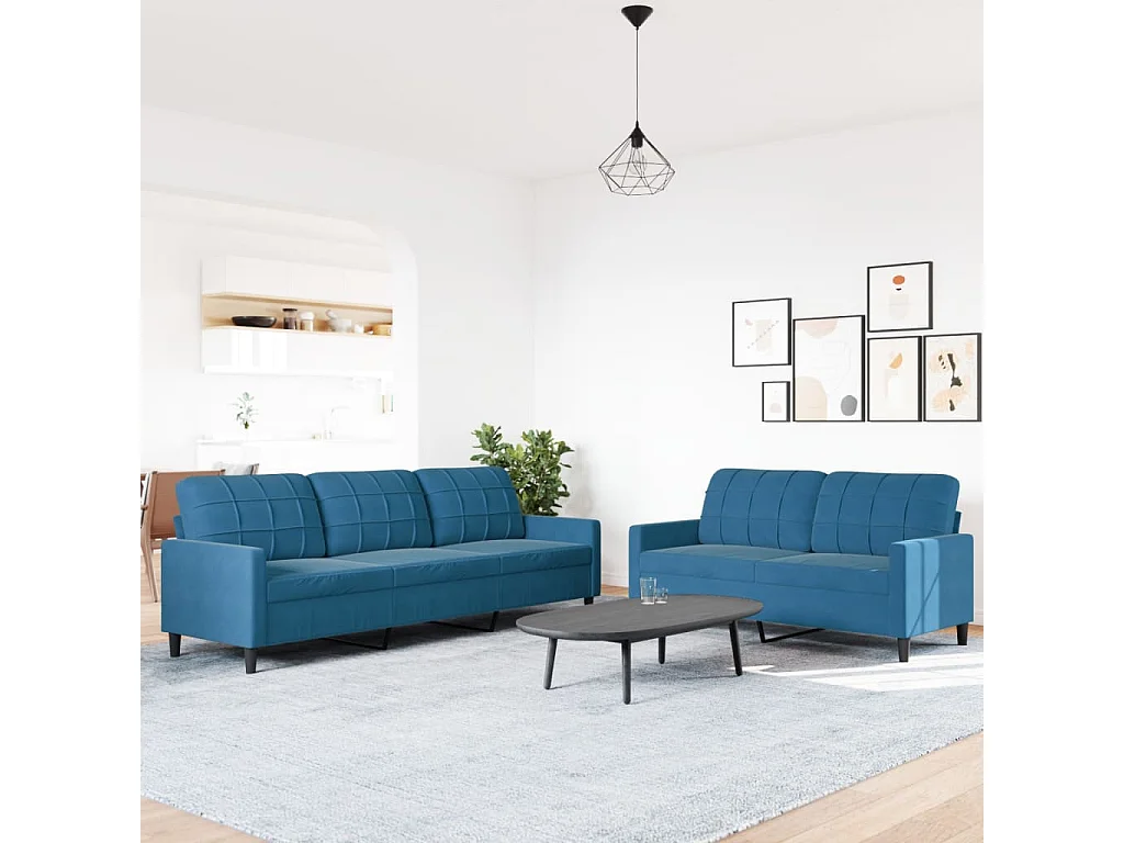 2-delige Loungeset met kussens fluweel blauw