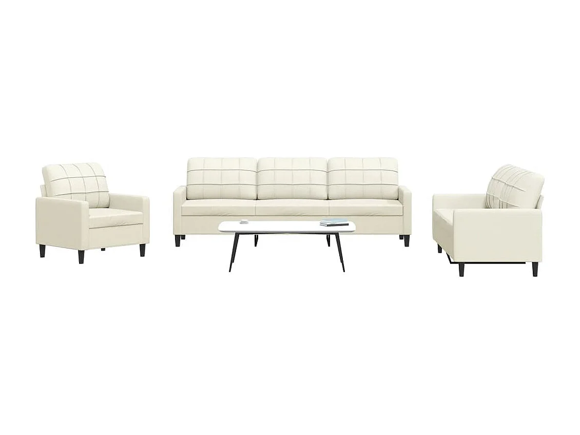 4 pcs conjunto de sofás com almofadões veludo cor creme